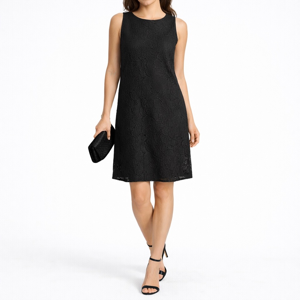 BB Dakota Black Lace Sleeveless Shift Dress – Classic Cocktail Style – Size 2